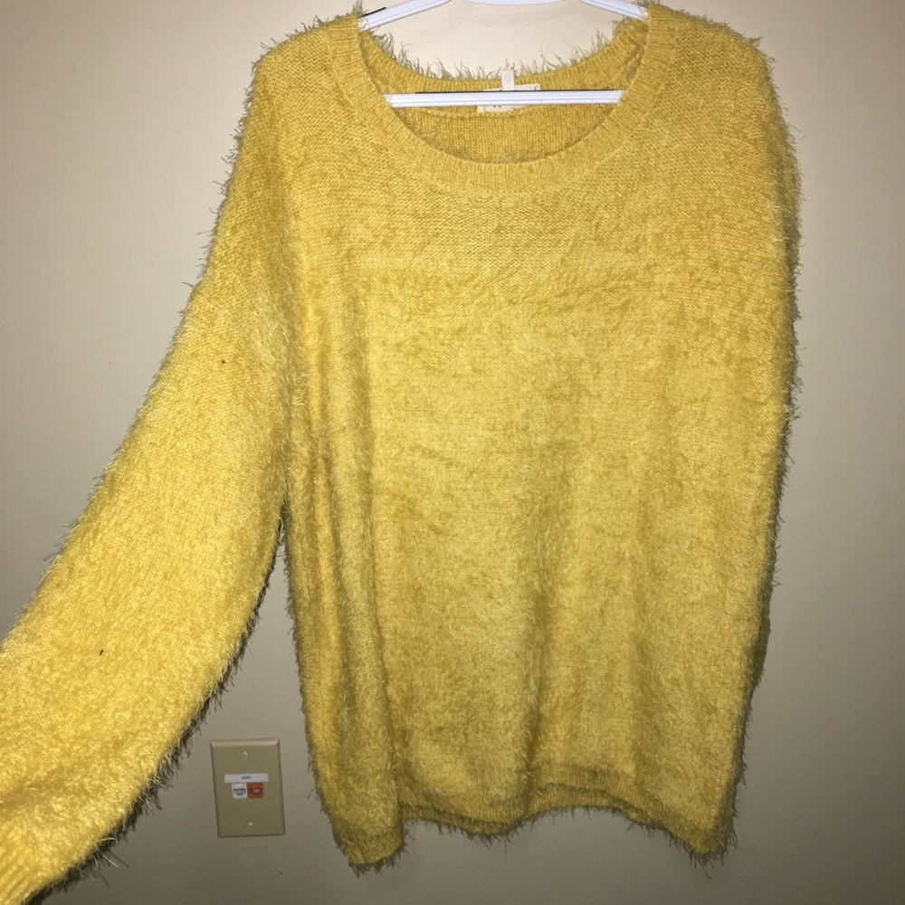 Fuzzy yellow oversized sweater